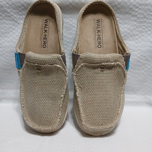 WOMENS WALK HERO BEIGE CANVAS ARCH SUPPORT SPORTY SHOE MULES SIZE 6 - Picture 5 of 10